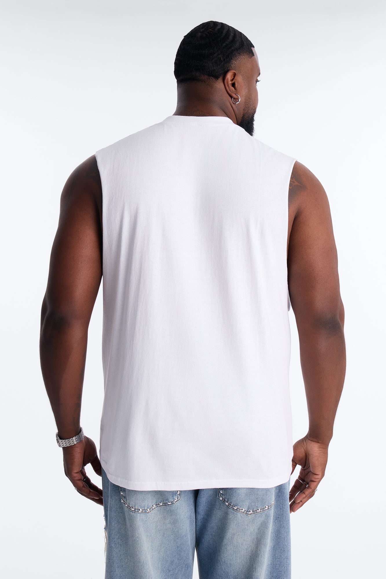 Don't Stop The Hustle Muscle Tee - White Fashion Nova