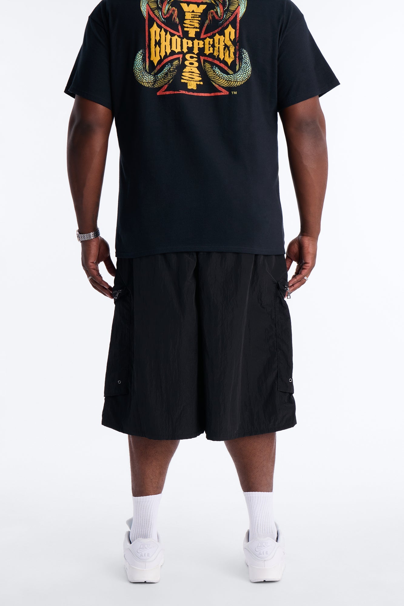 Baggy Oversized Pockets Tech Short - Black Fashion Nova