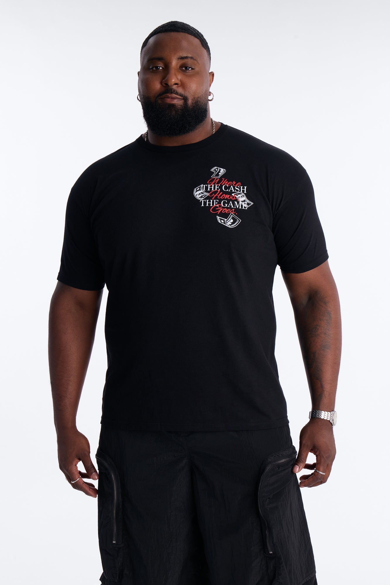 Money Talks Puff Print Short Sleeve Tee - Black Fashion Nova
