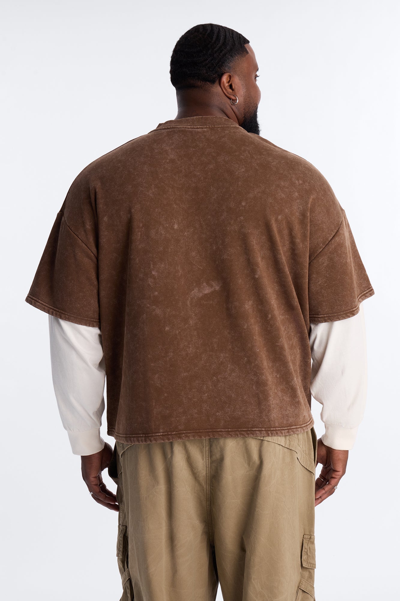 Von Dutch Studio Oversized Fleece Twofer - Brown Fashion Nova