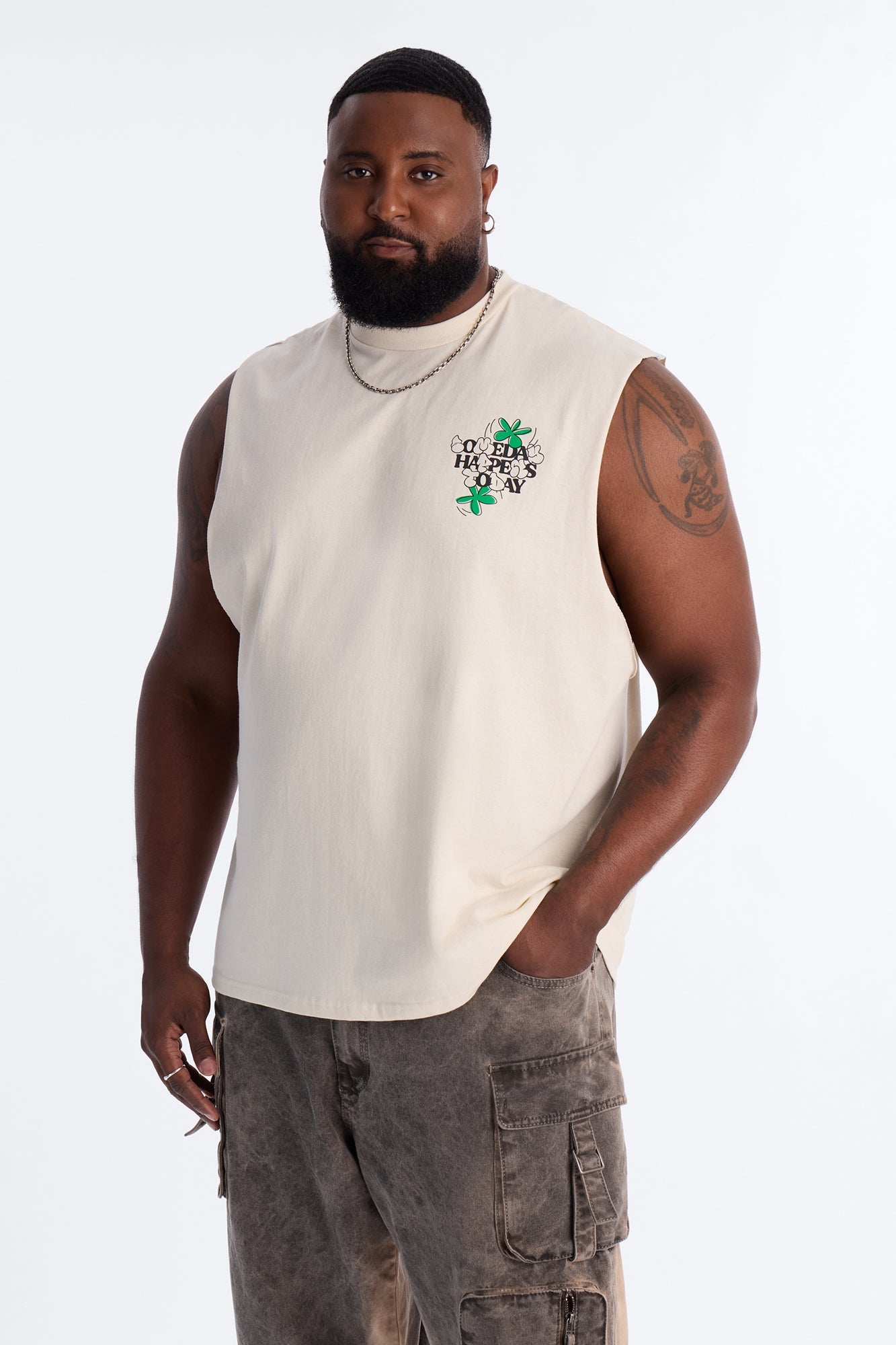 Someday Happens Today Muscle Tee - Cream Fashion Nova