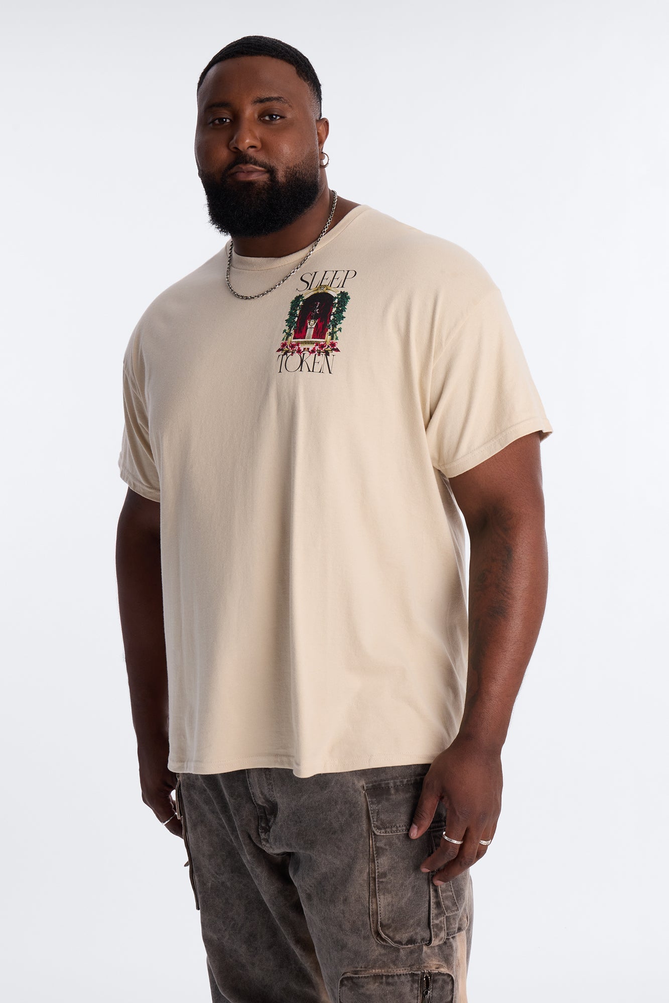 Sleep Token Rose Short Sleeve Tee - Cream Fashion Nova