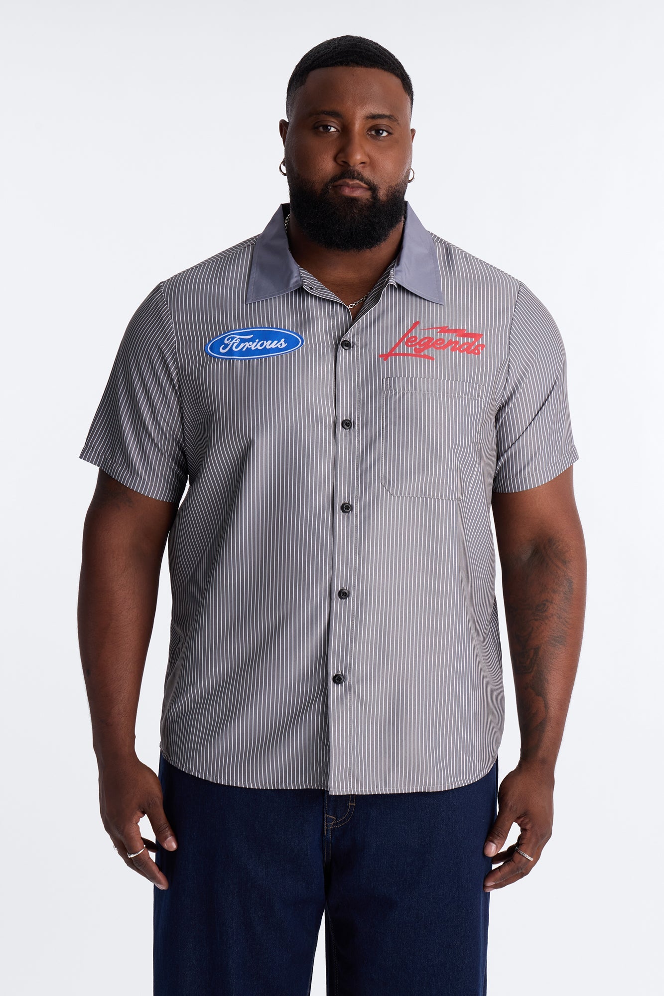 Cash Only Striped Button Up Shirt - Black Fashion Nova