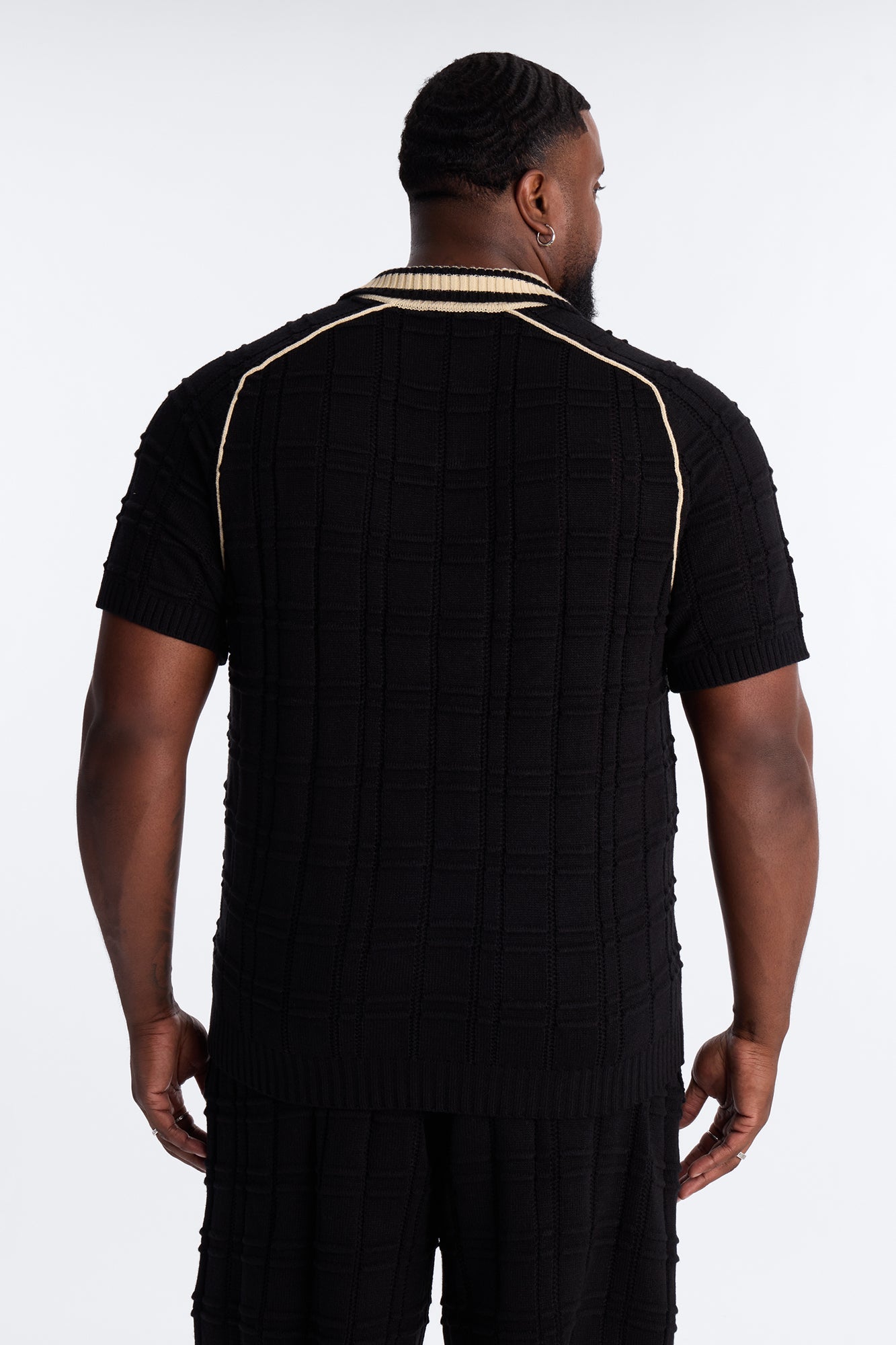 Relaxed Riviera Johnny Collar Knit Polo - Black Fashion Nova