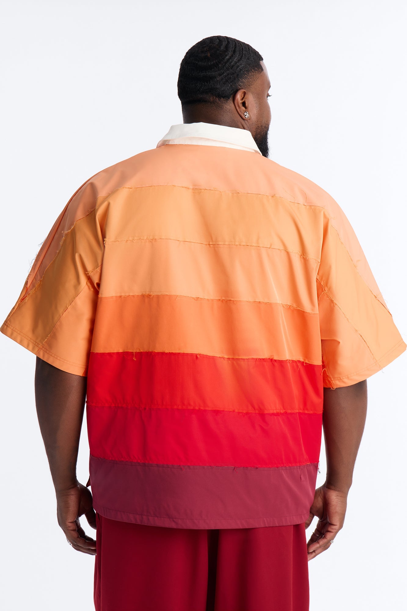Oversized Frayed Zip Collar Polo - Orange Fashion Nova