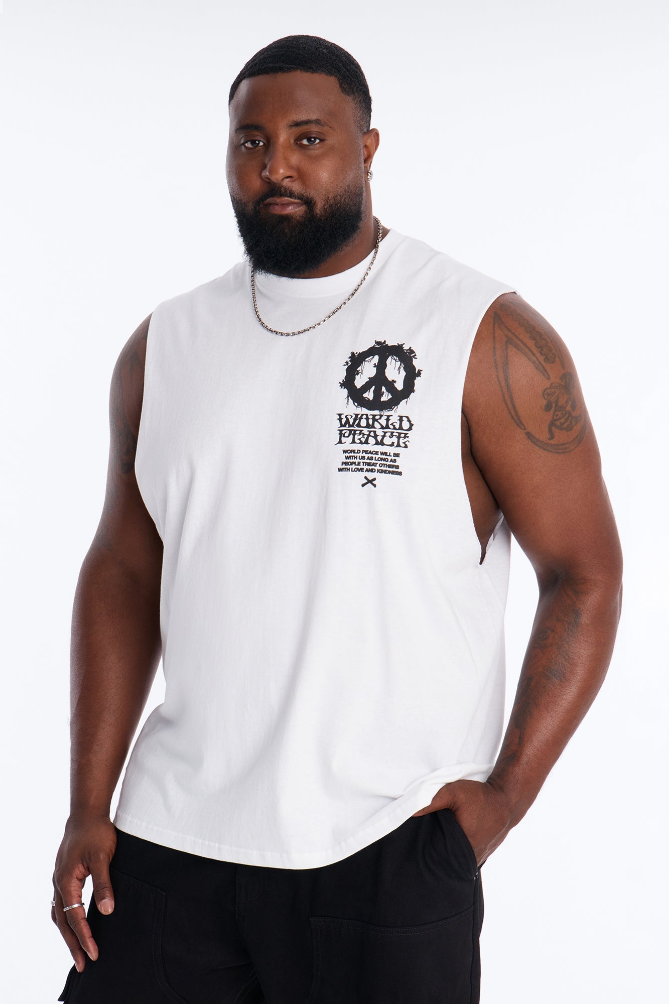 World Peace Muscle Tee - White Fashion Nova