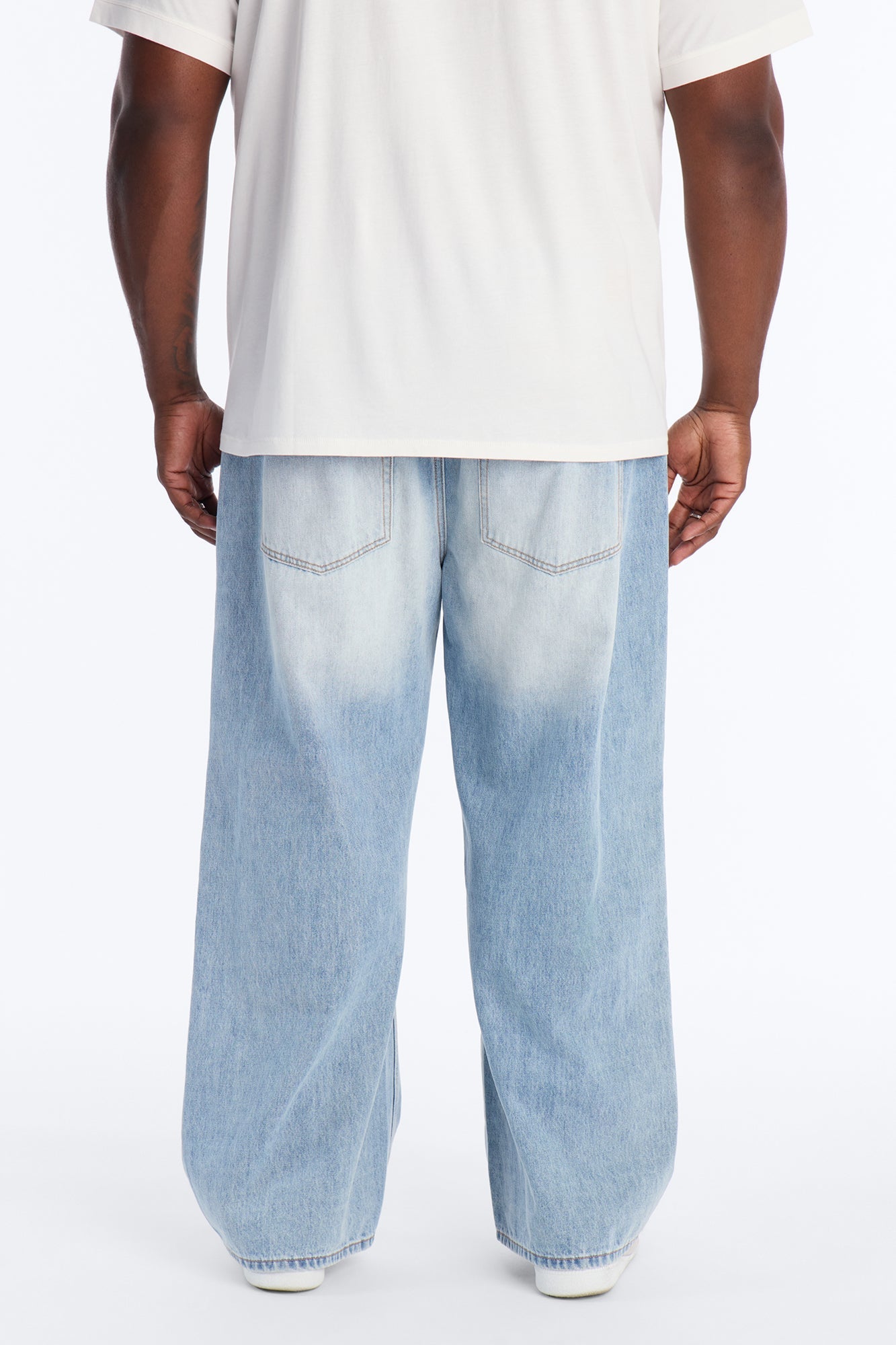 Essential Destroyed Baggy Rigid Jean - Light Blue Wash Fashion Nova