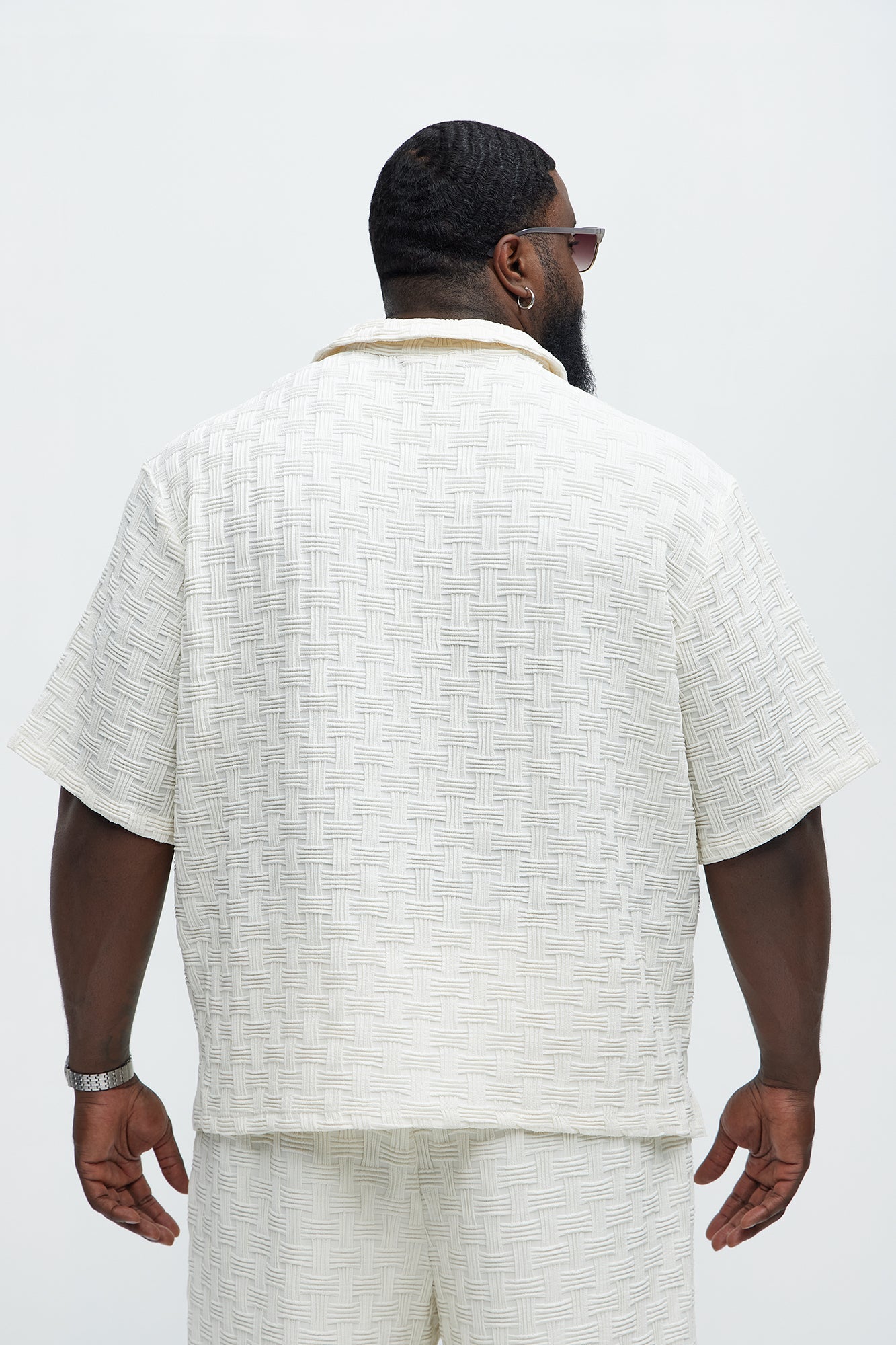 Criss Cross Textured Cuban Collar Shirt - Cream Fashion Nova