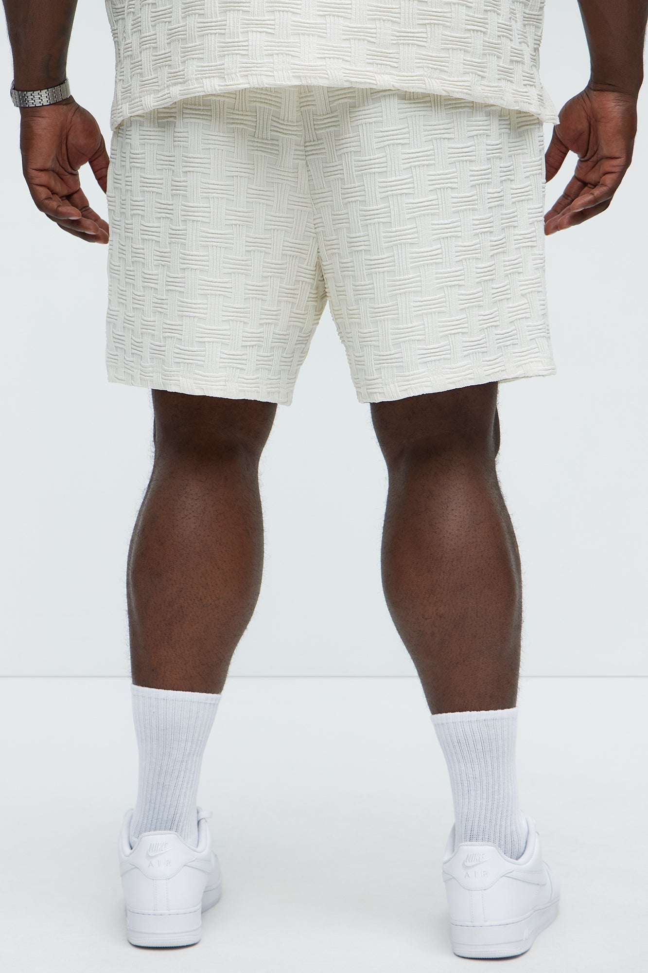 Criss Cross Textured Shorts - Cream Fashion Nova