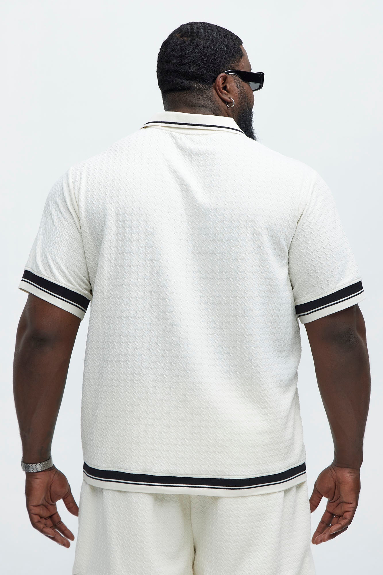 Princeton Textured Johnny Collar Polo Shirt - Cream Fashion Nova