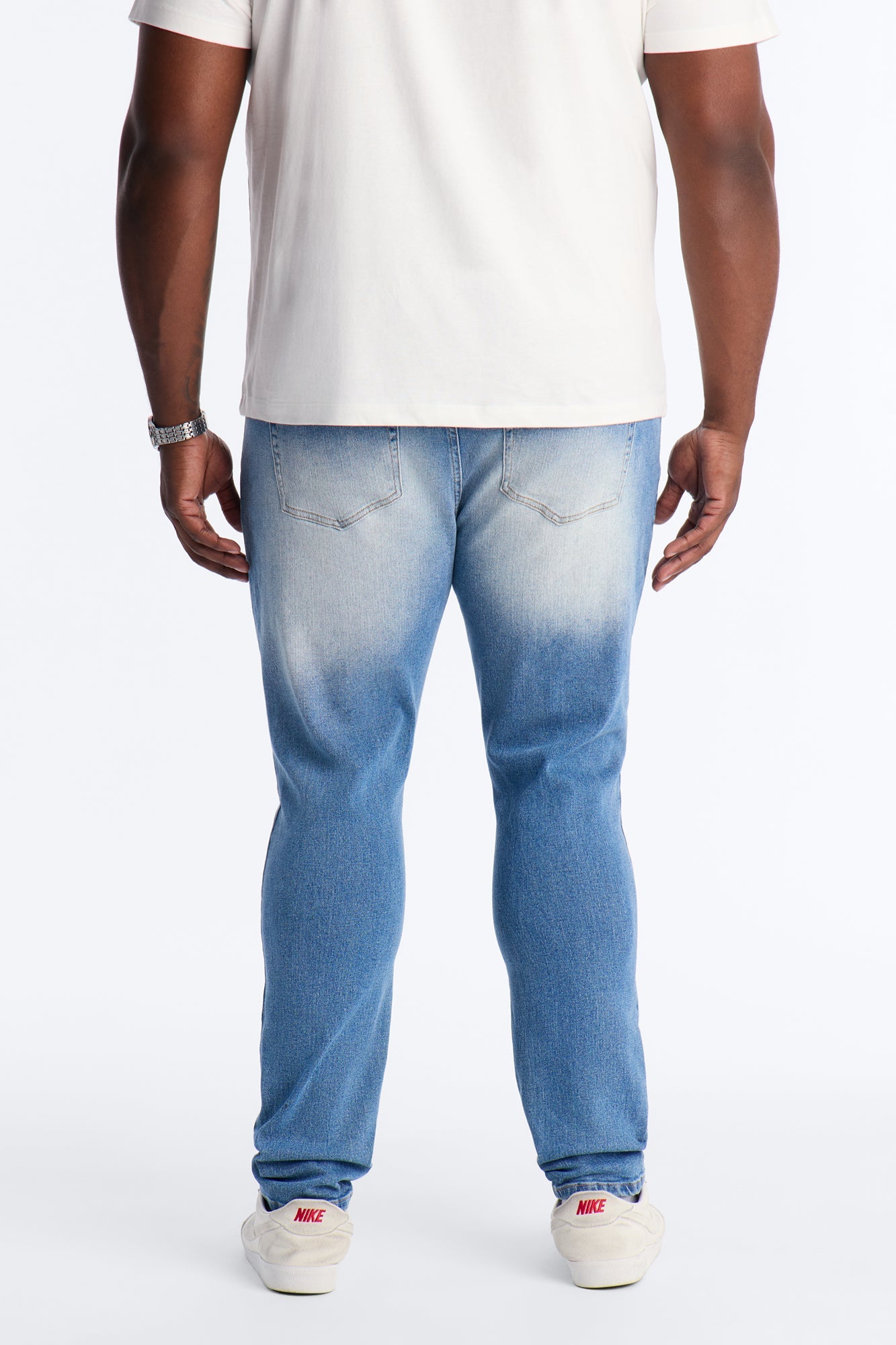 Essential Destroyed Skinny Stretch Jean - Medium Blue Wash Fashion Nova