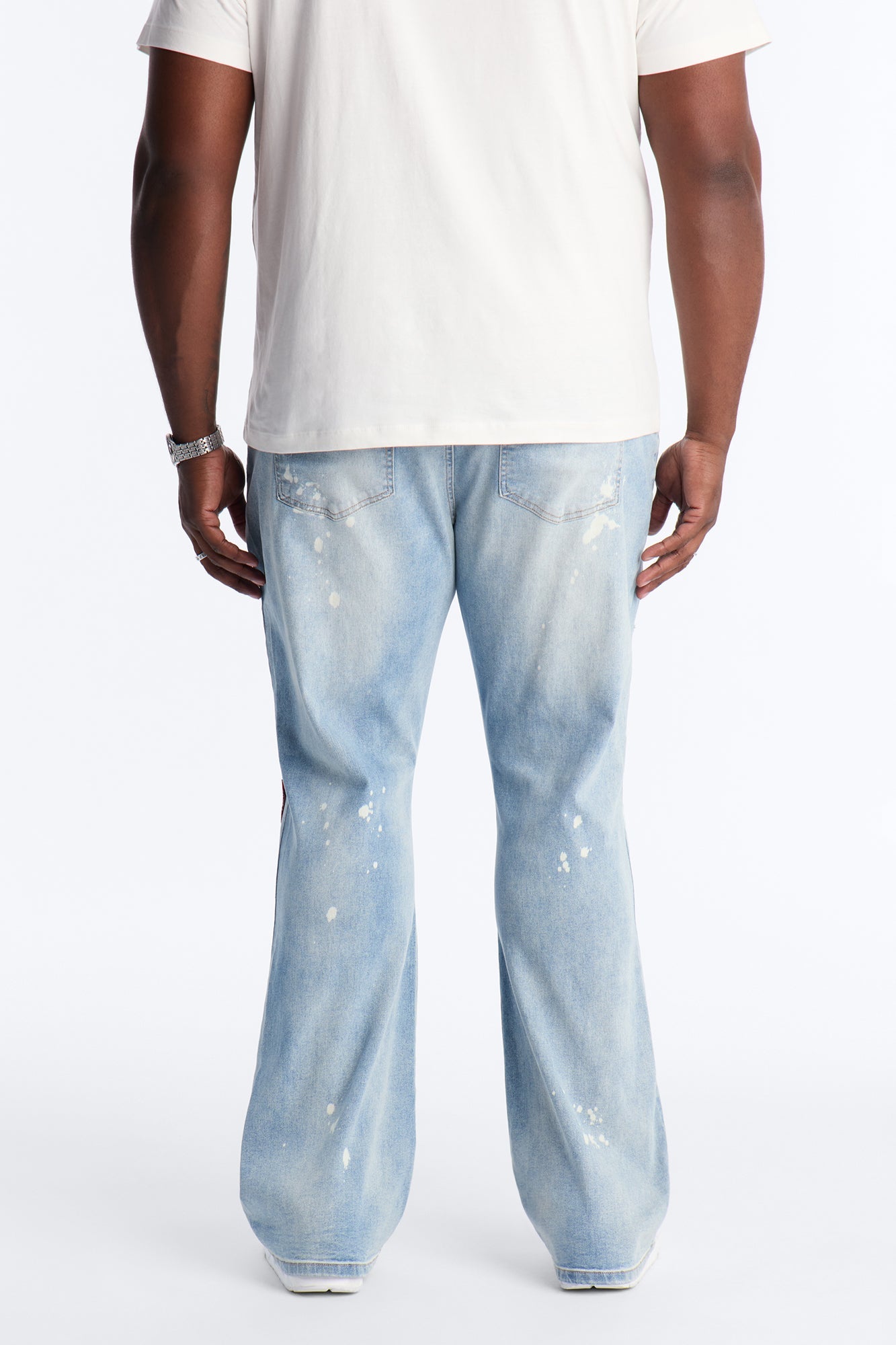 Stacked Skinny Flare Paisley Jungle Jean - Medium Blue Wash Fashion Nova