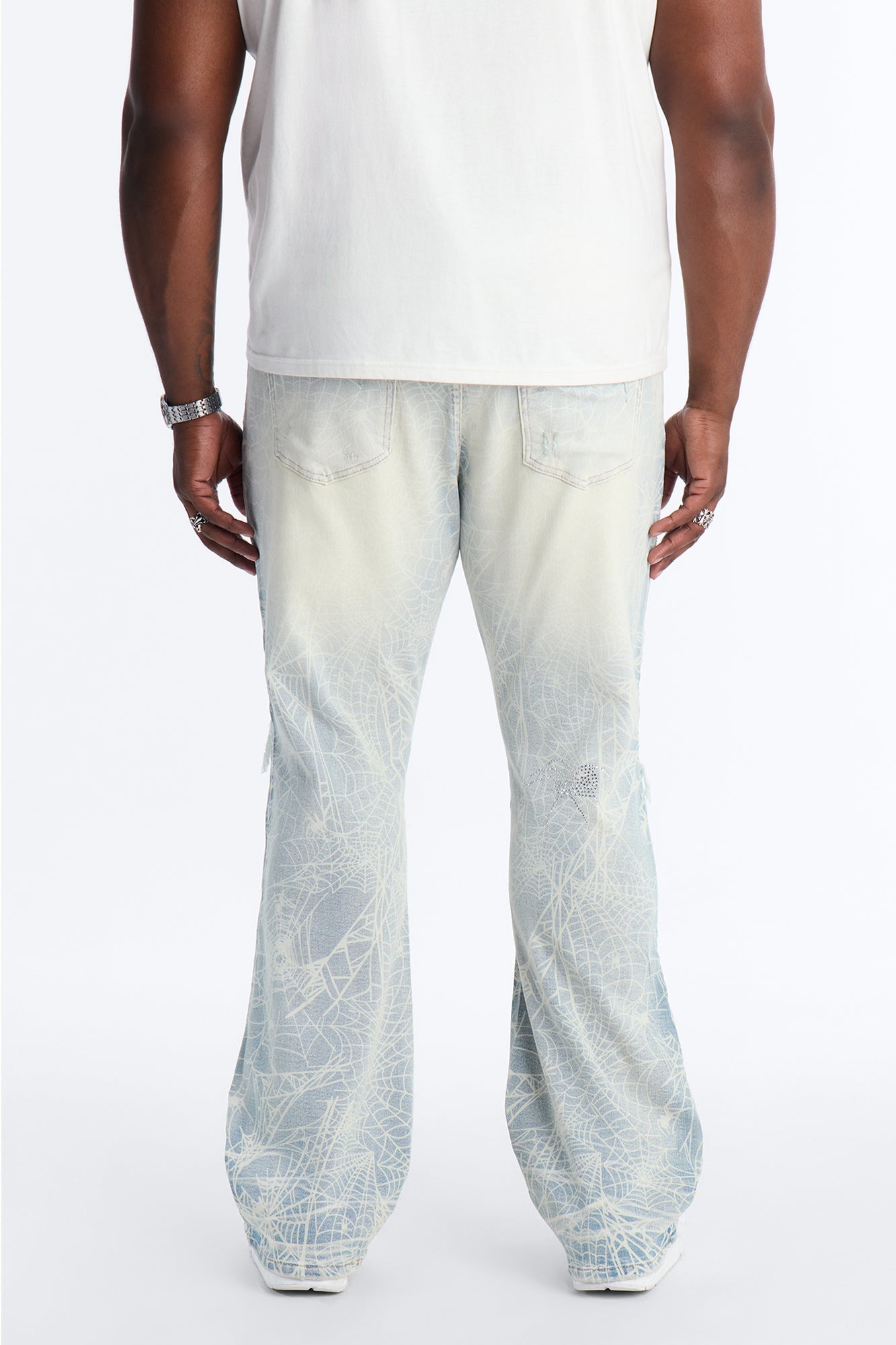 Stacked Skinny Flare Eternal Jeweled Web Jean - Light Wash Fashion Nova