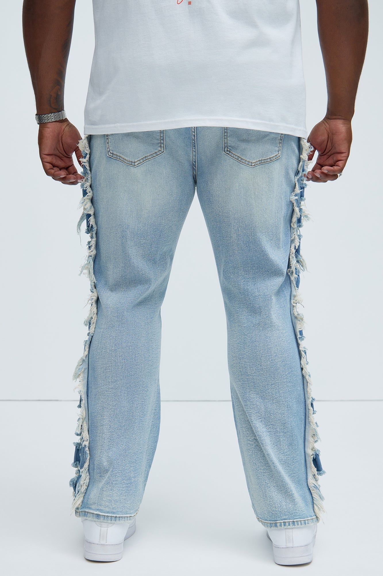 Track Stacked Skinny Flare Jeans - Medium Blue Wash Fashion Nova
