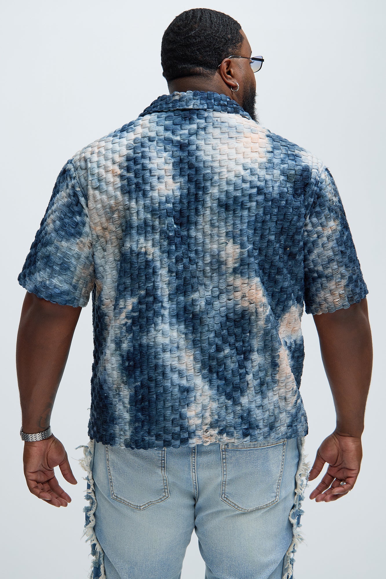 Crusin Textured Shirt - Blue/combo Fashion Nova