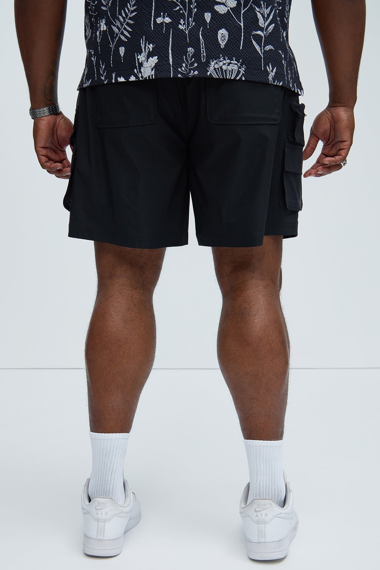 Catch Up Nylon Cargo Shorts - Black Fashion Nova