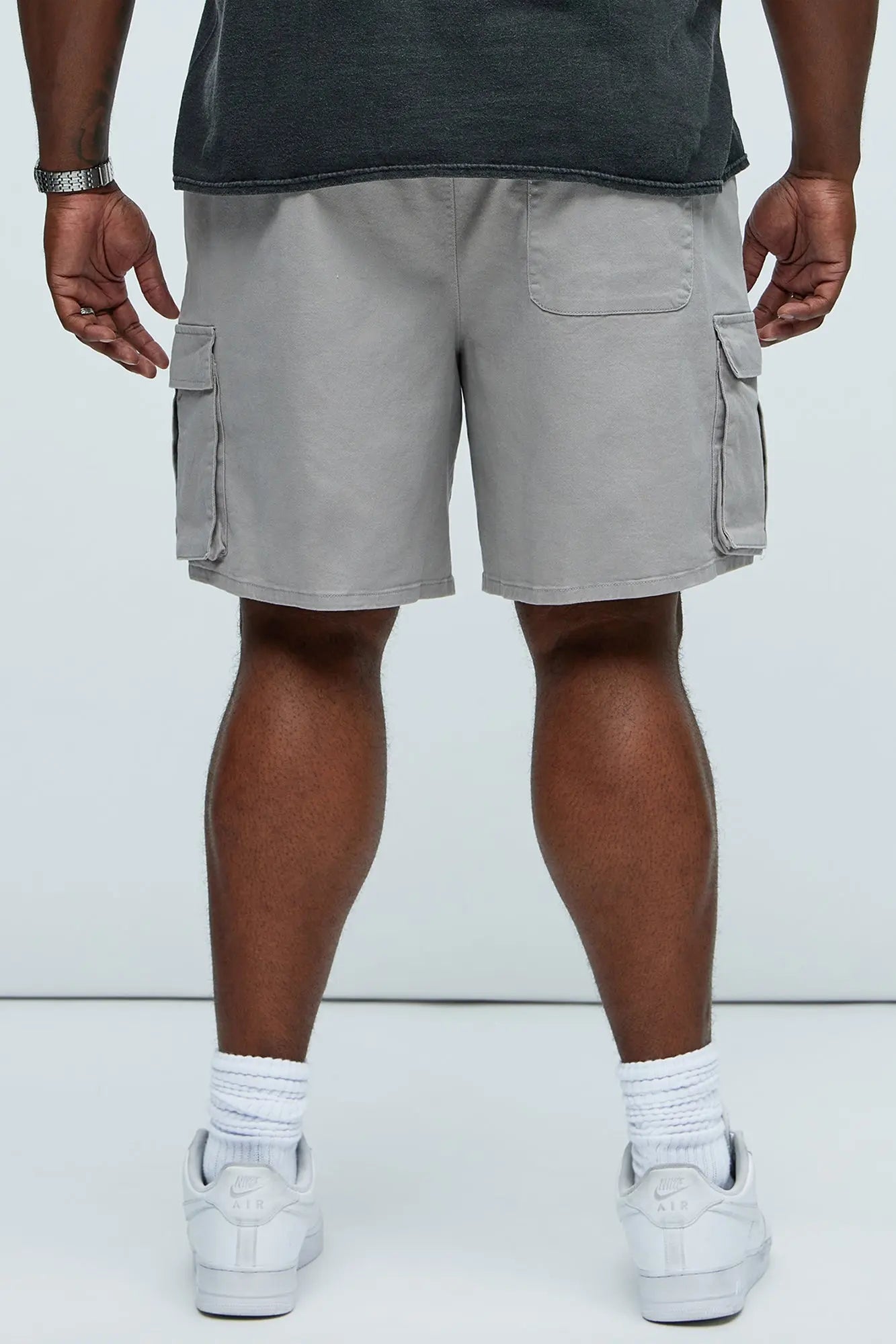 Twill Volley Cargo Shorts - Grey Fashion Nova