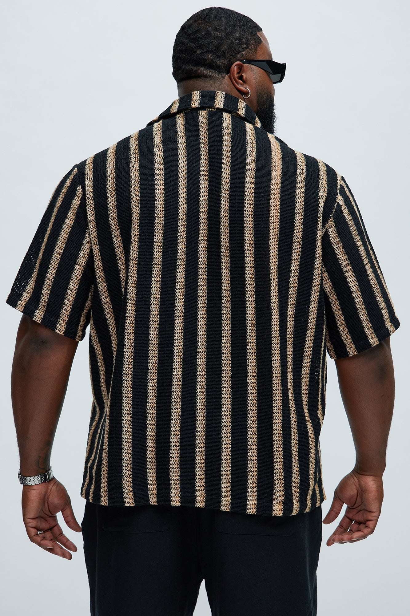 Peyton Textured Shirt - Black/combo Fashion Nova