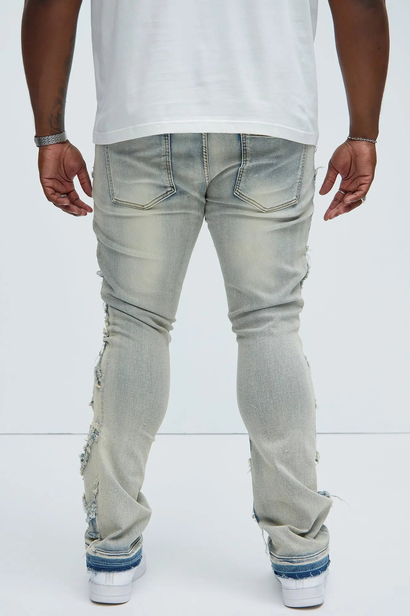 Fray All Ways Stacked Skinny Flare Jeans - Light Blue Fashion Nova