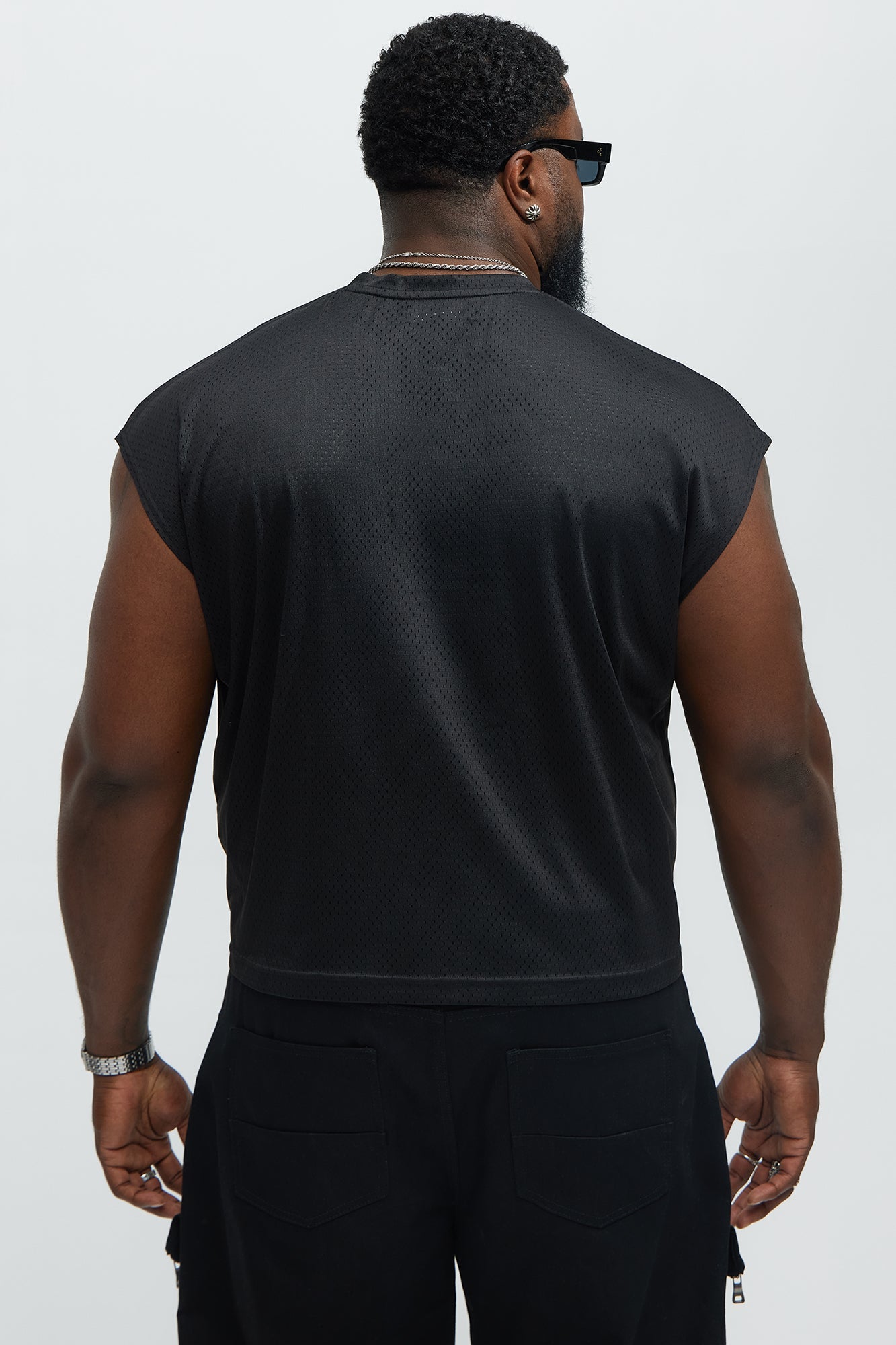 Boxy Mesh Sleeveless Muscle Tee - Black Fashion Nova