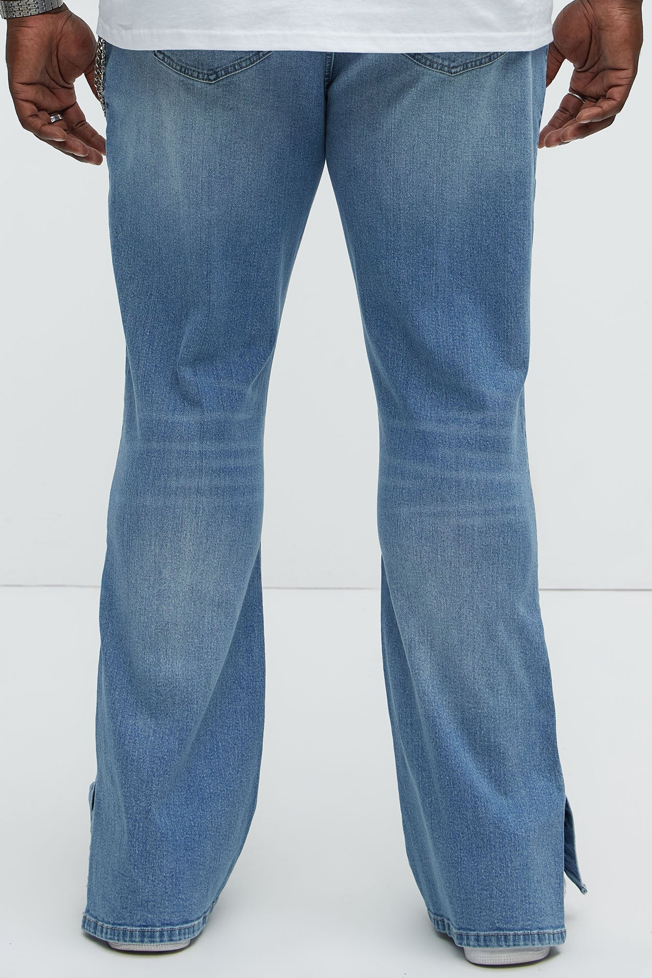 Upstanding Slit Stacked Slim Flare Jeans - Light Blue Wash Fashion Nova