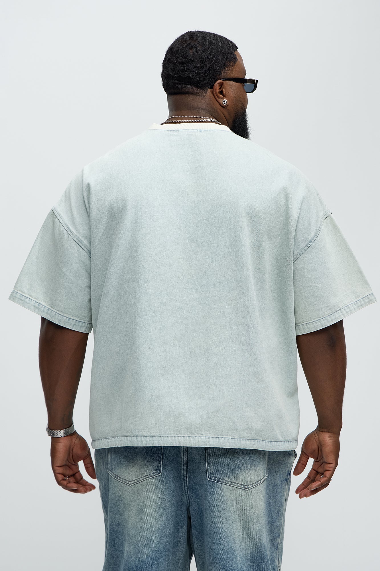 Boxy Denim Short Sleeve Tee - Light Wash Fashion Nova