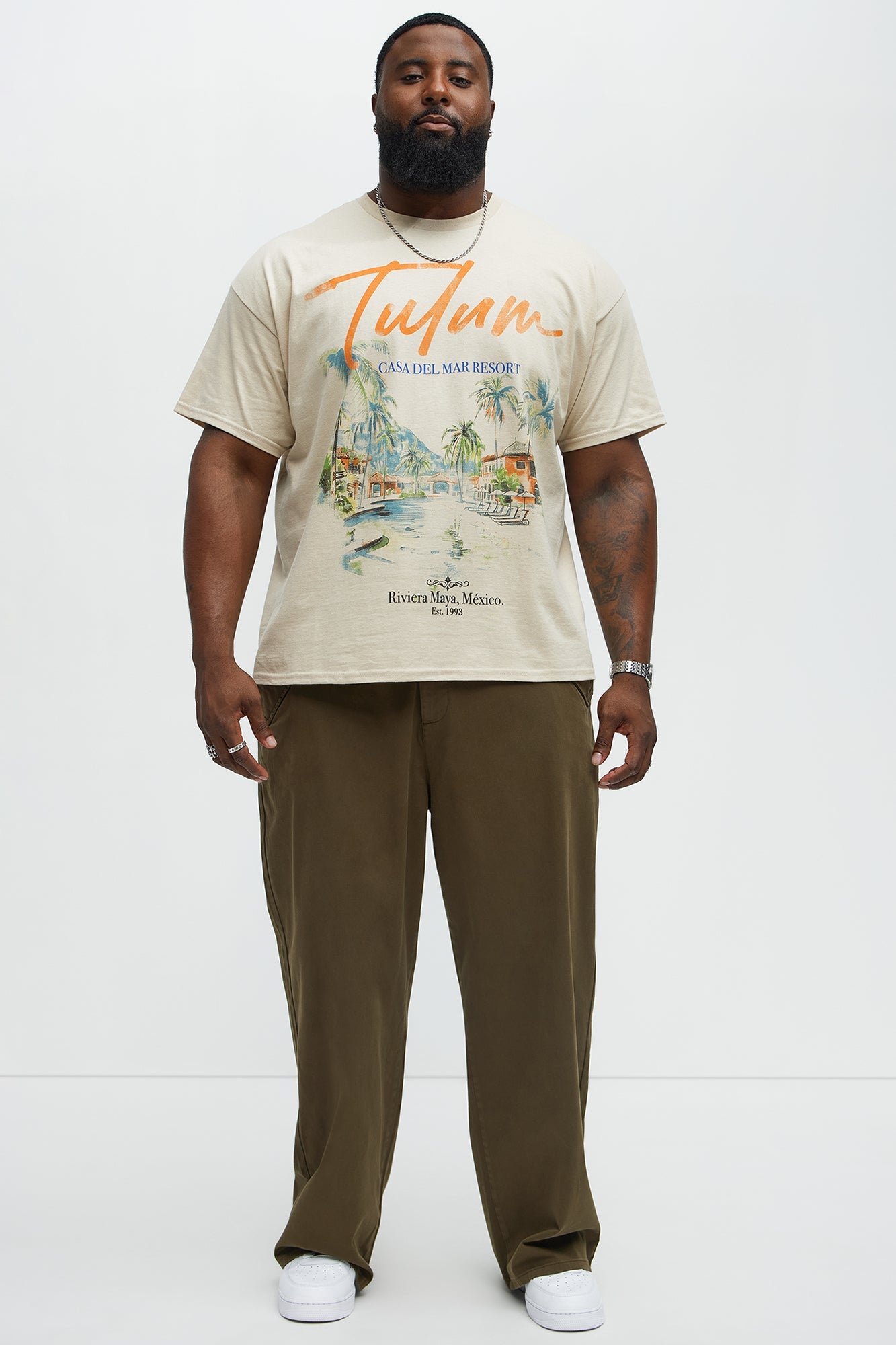 Tulum Resort Oversized Short Sleeve Tee - Sand Fashion Nova