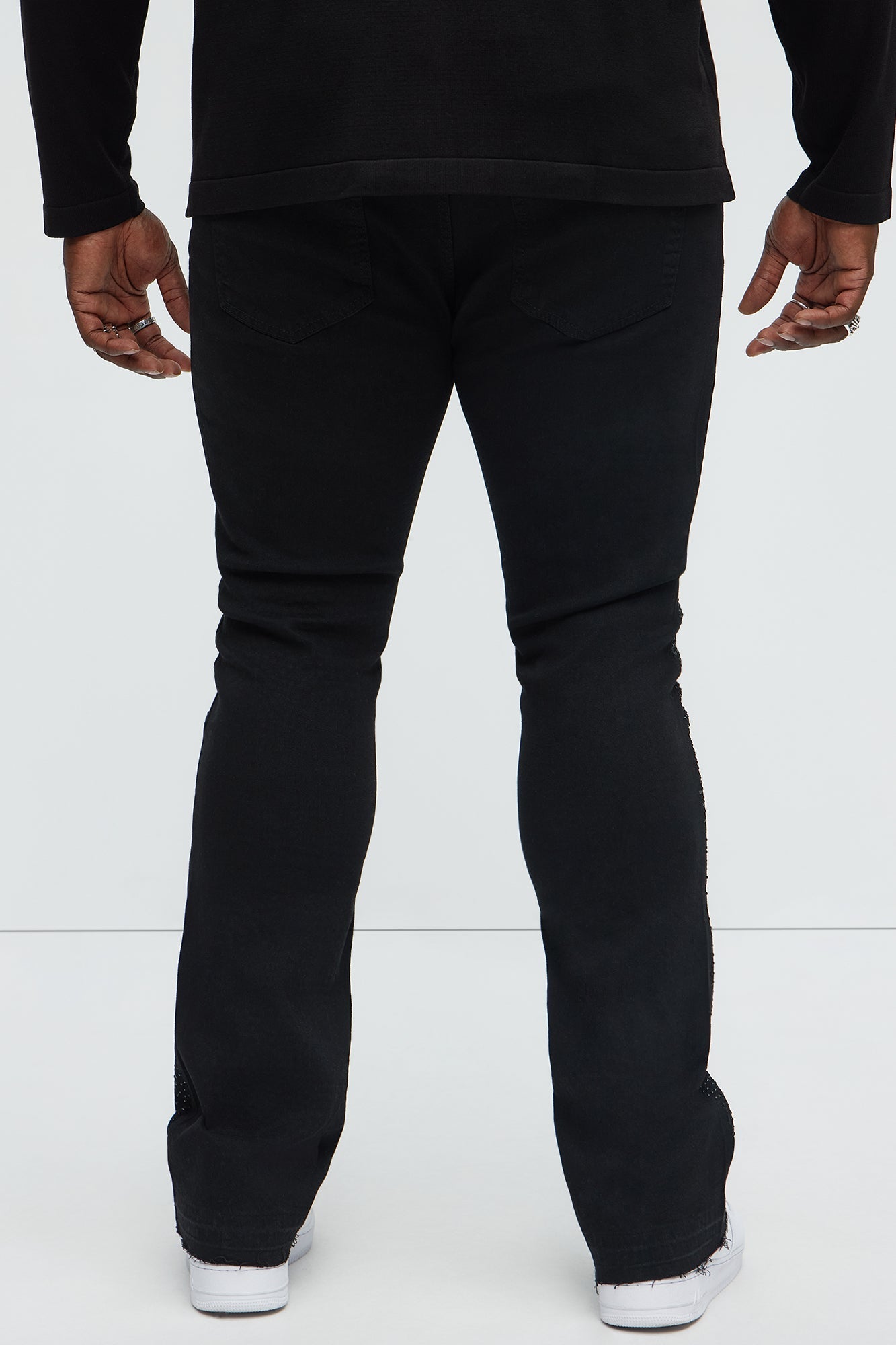Stacked Skinny Flare On My Bling Distressed Jeans - Black Fashion Nova