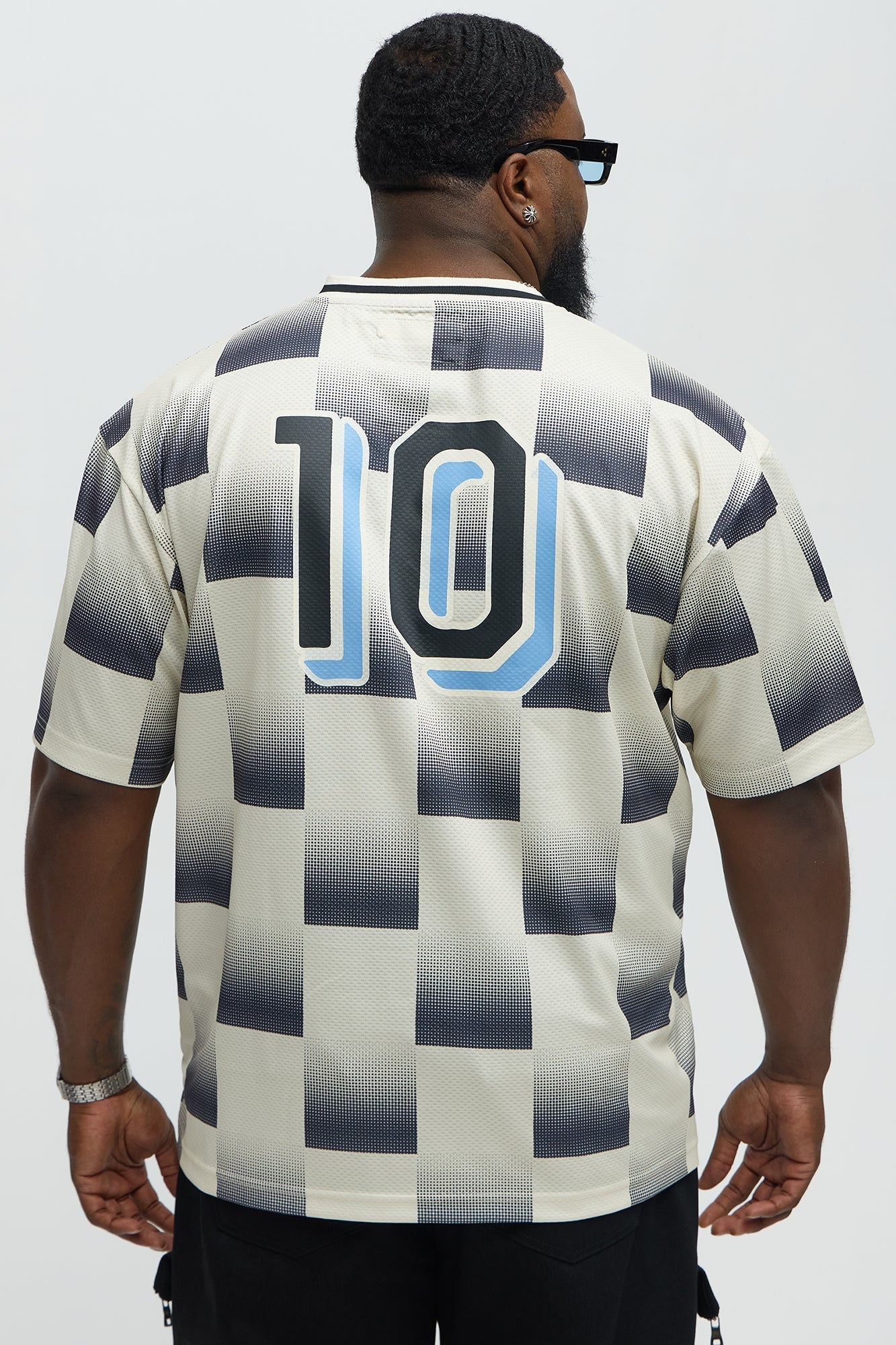 Checkered Paris Short Sleeve Soccer Jersey - Off White/combo Fashion Nova