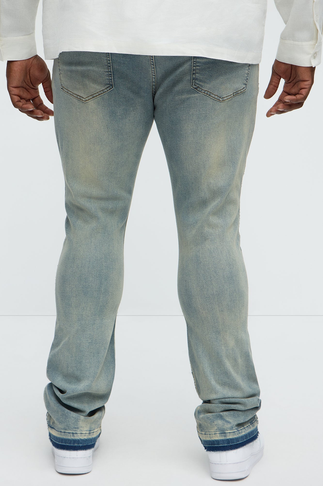 Stacked Skinny Flare On My Bling Distressed Jeans - Medium Blue Wash Fashion Nova