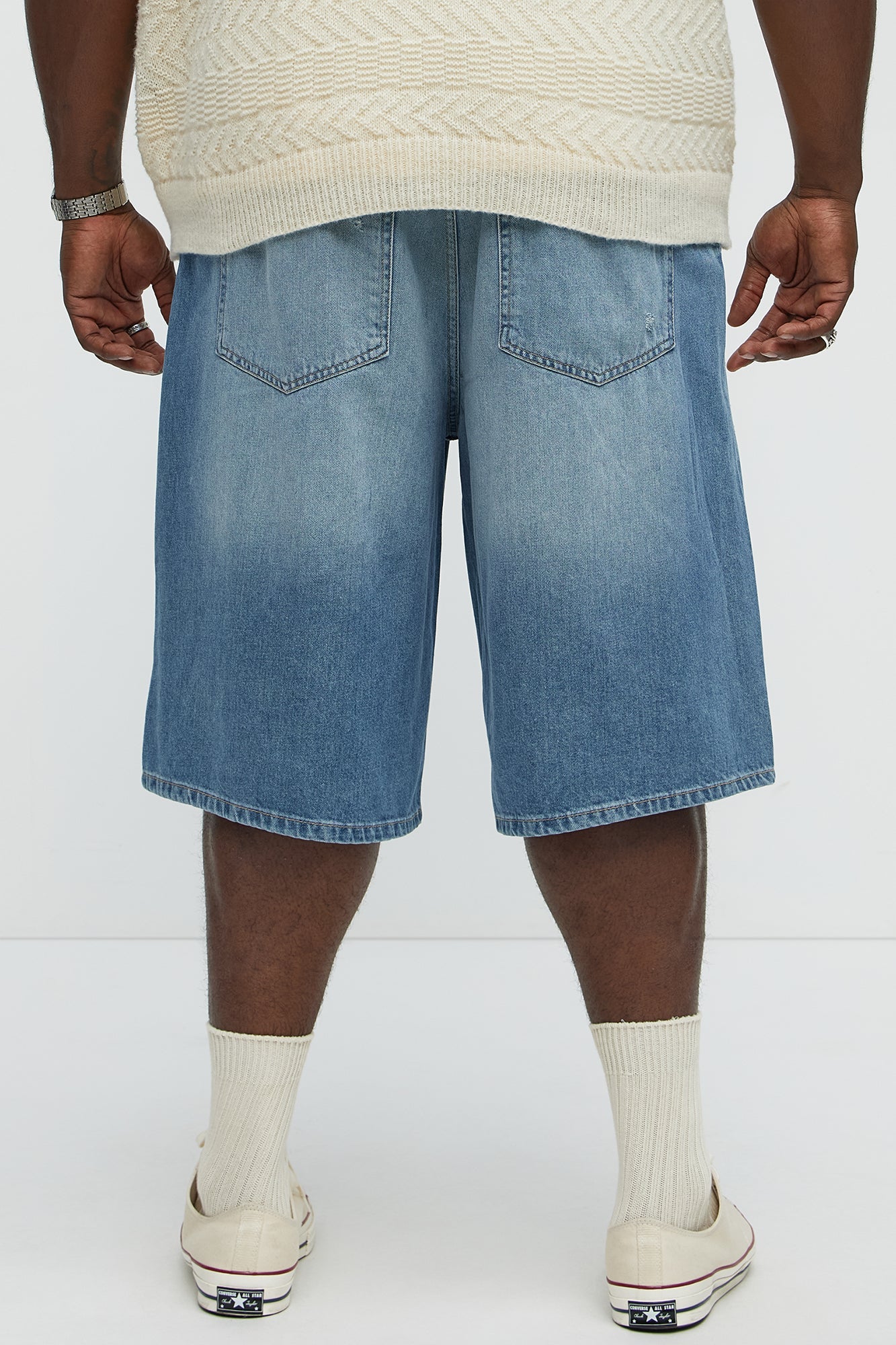 Say It Distressed Baggy Denim Shorts - Medium Blue Wash Fashion Nova