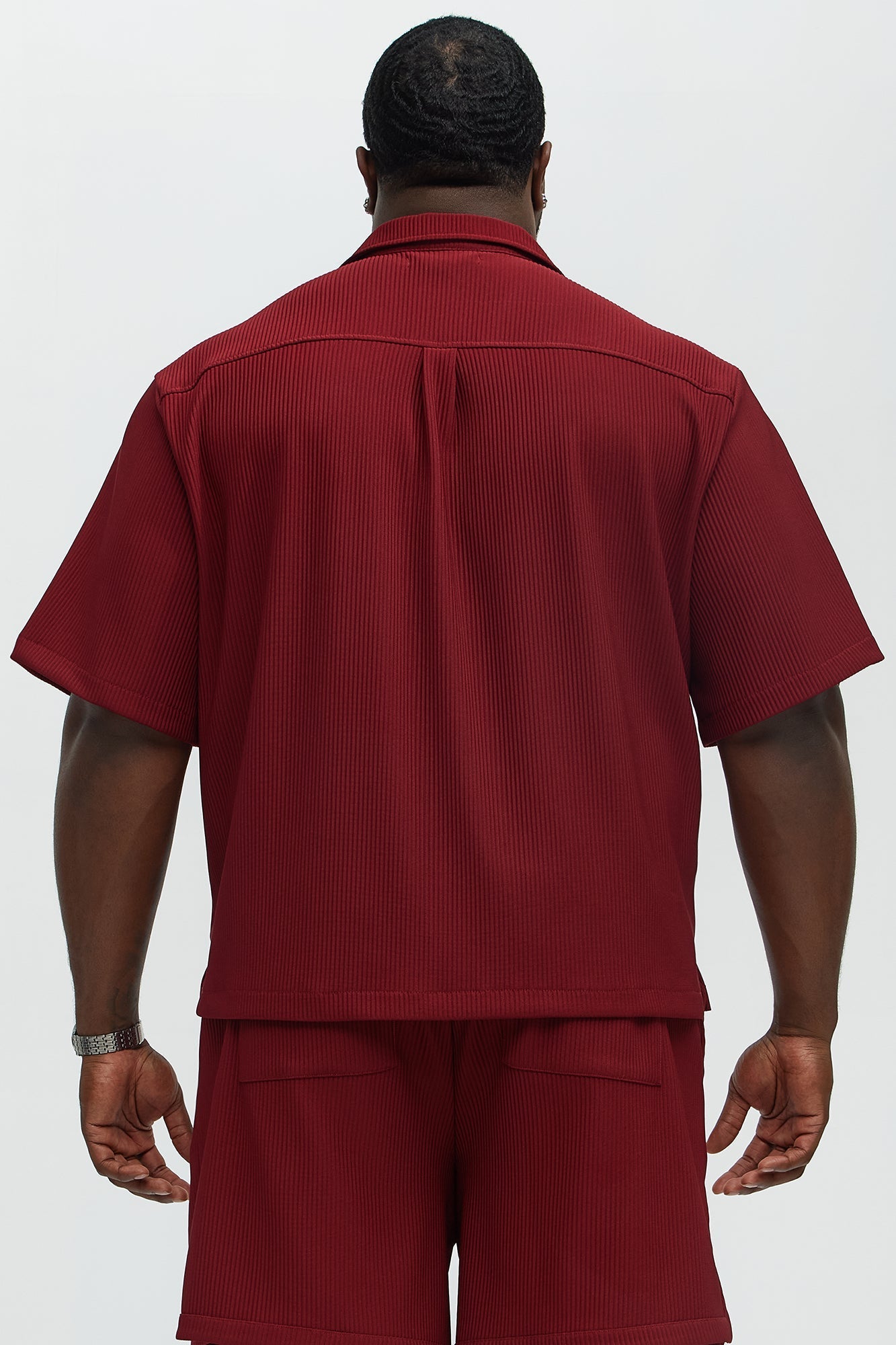 Show Up Short Sleeve Cuban Shirt - Burgundy Fashion Nova