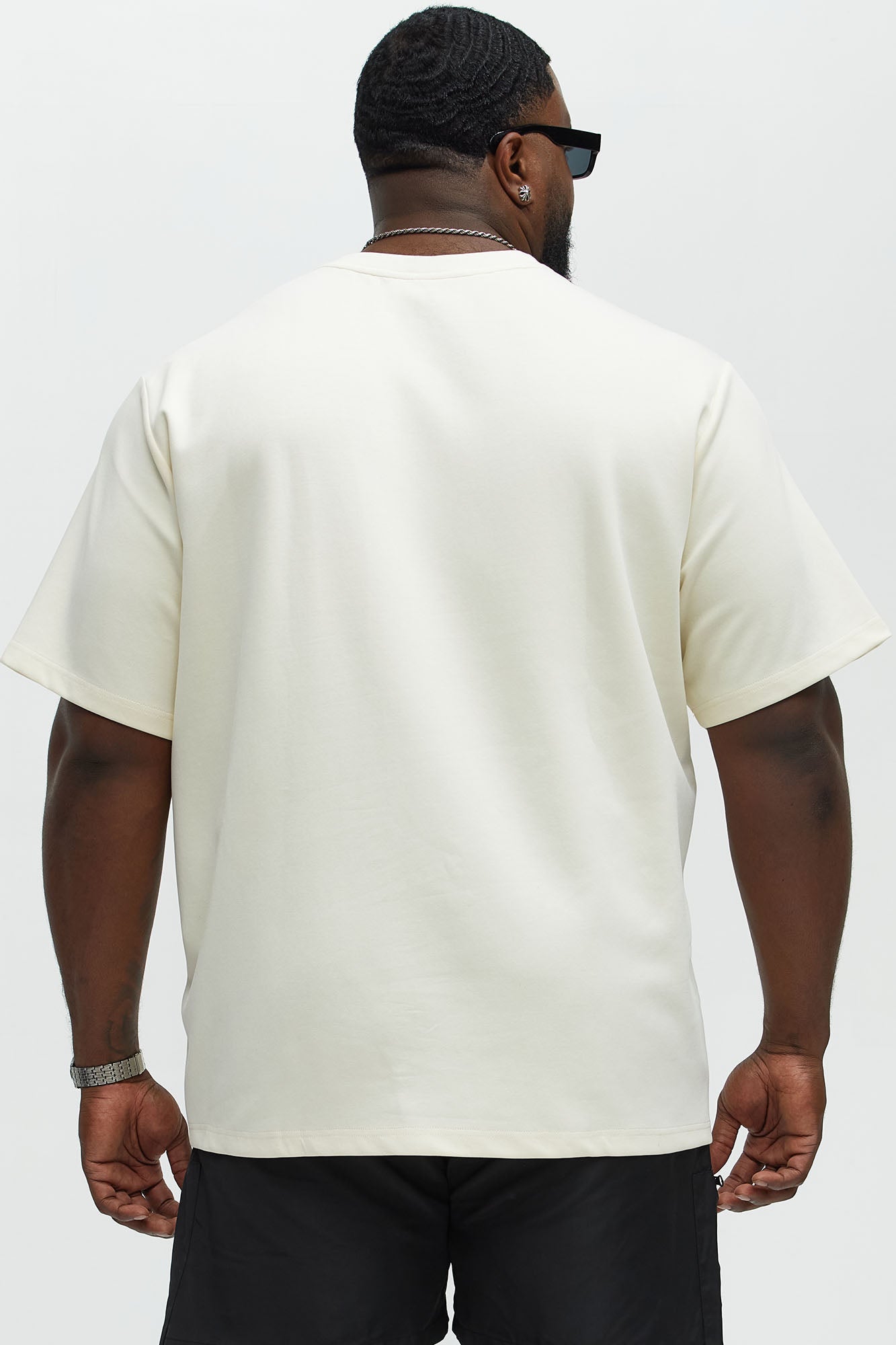Circular Contrast Stitch Oversized Tee - Cream Fashion Nova