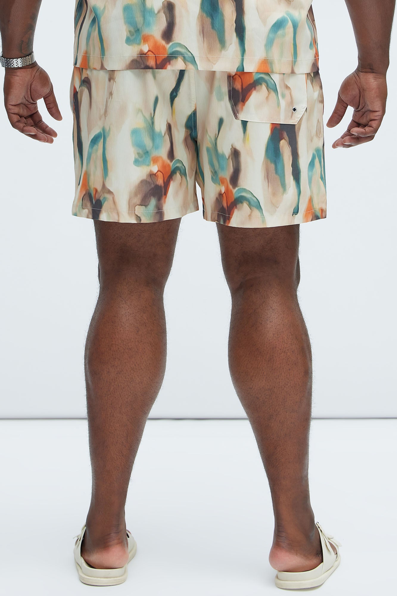 Capen Watercolor Swim Mid Trunk - Multi Color Fashion Nova