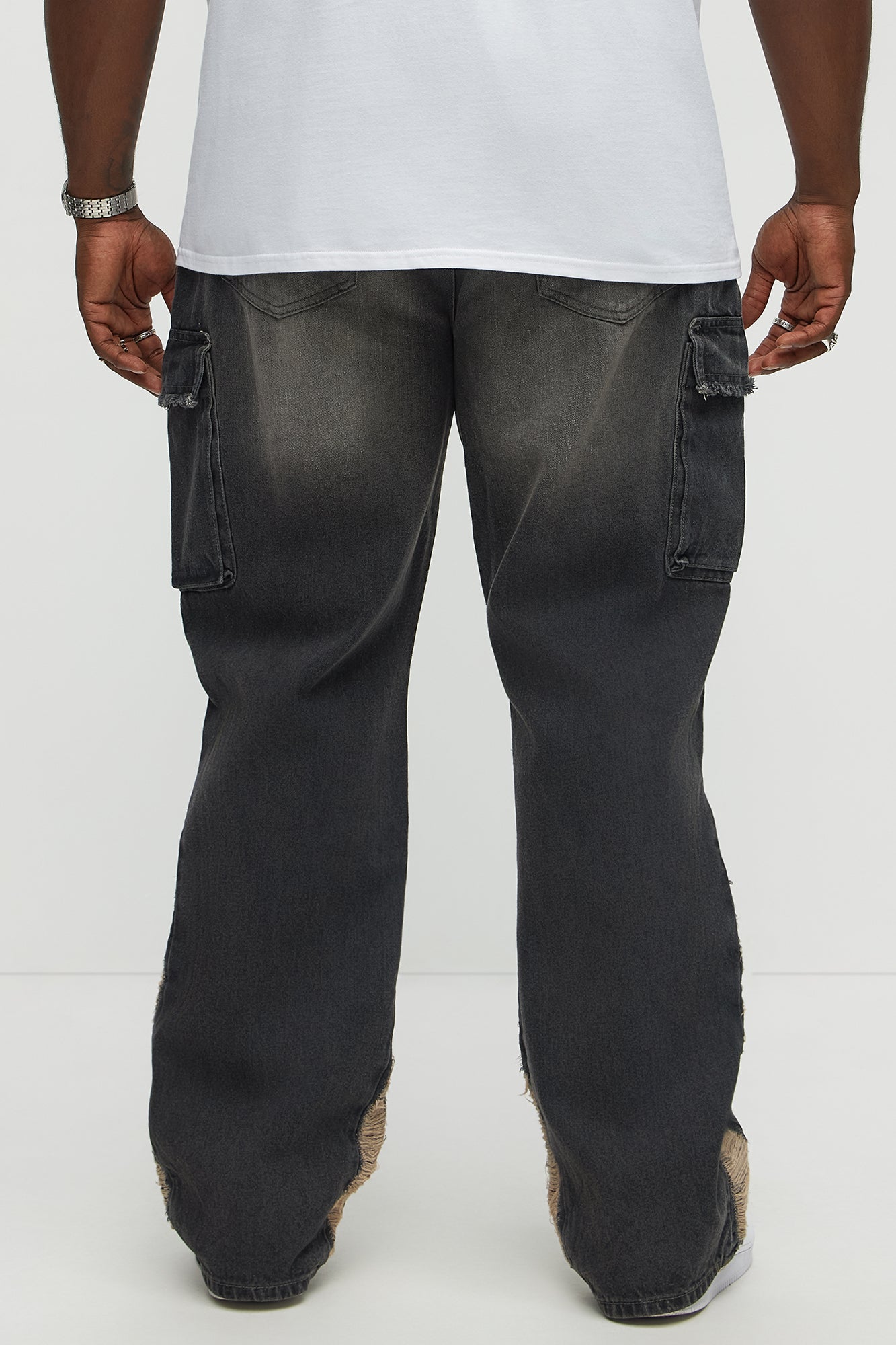 Kaine Stacked Slim Flare Jeans - Black Wash Fashion Nova