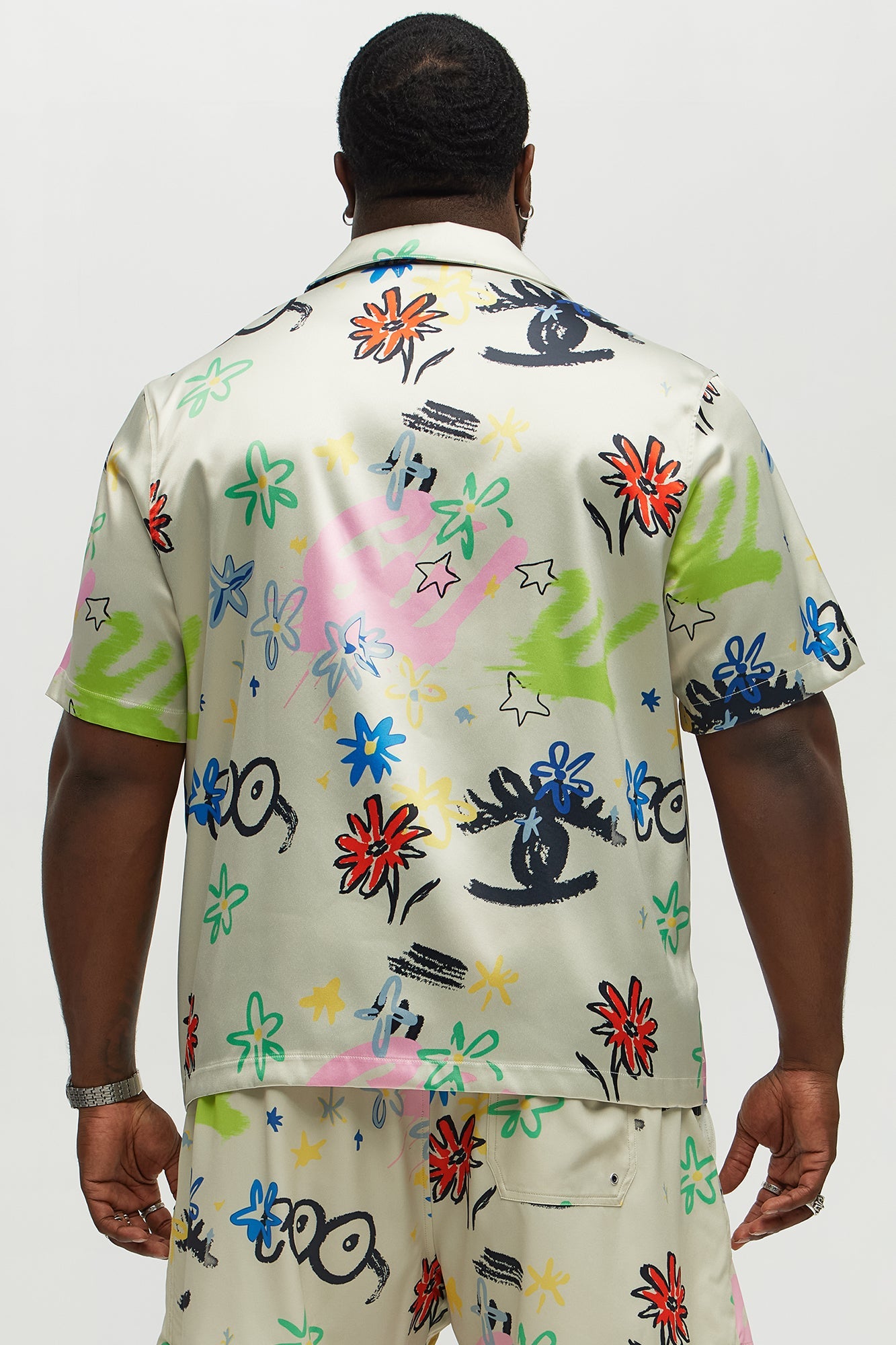 Graffiti Bloom Cuban Collar Button Up Shirt - Multi Color Fashion Nova