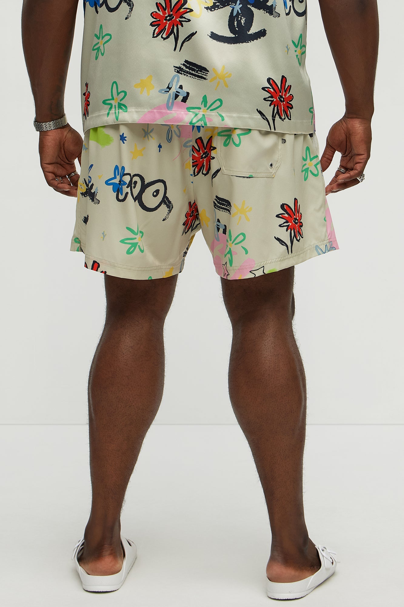 Graffiti Bloom Swim Trunk 6″ - Multi Color Fashion Nova