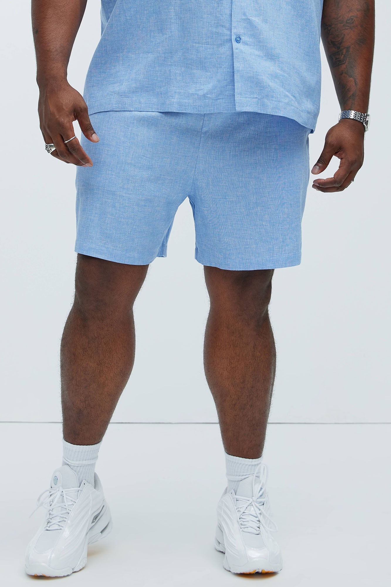 Bahamas Linen Shorts - Ice Blue Fashion Nova