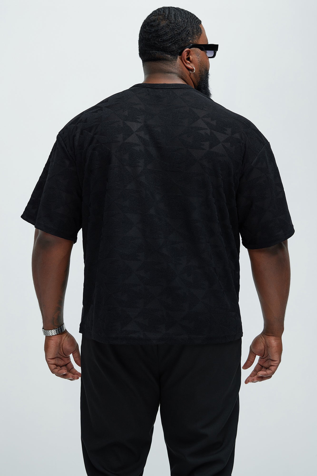 Binney Jacquard Relaxed Short Sleeve Tee - Black Fashion Nova