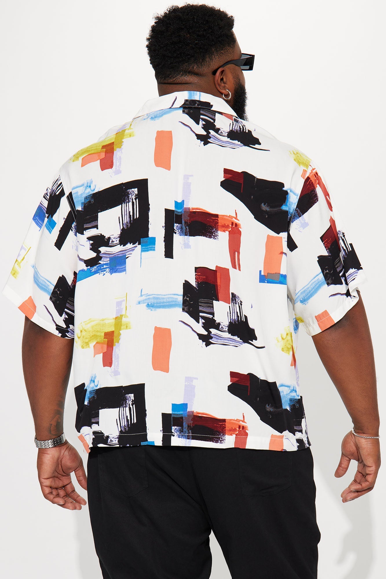 Brush Away Button Up Shirt - White/combo Fashion Nova