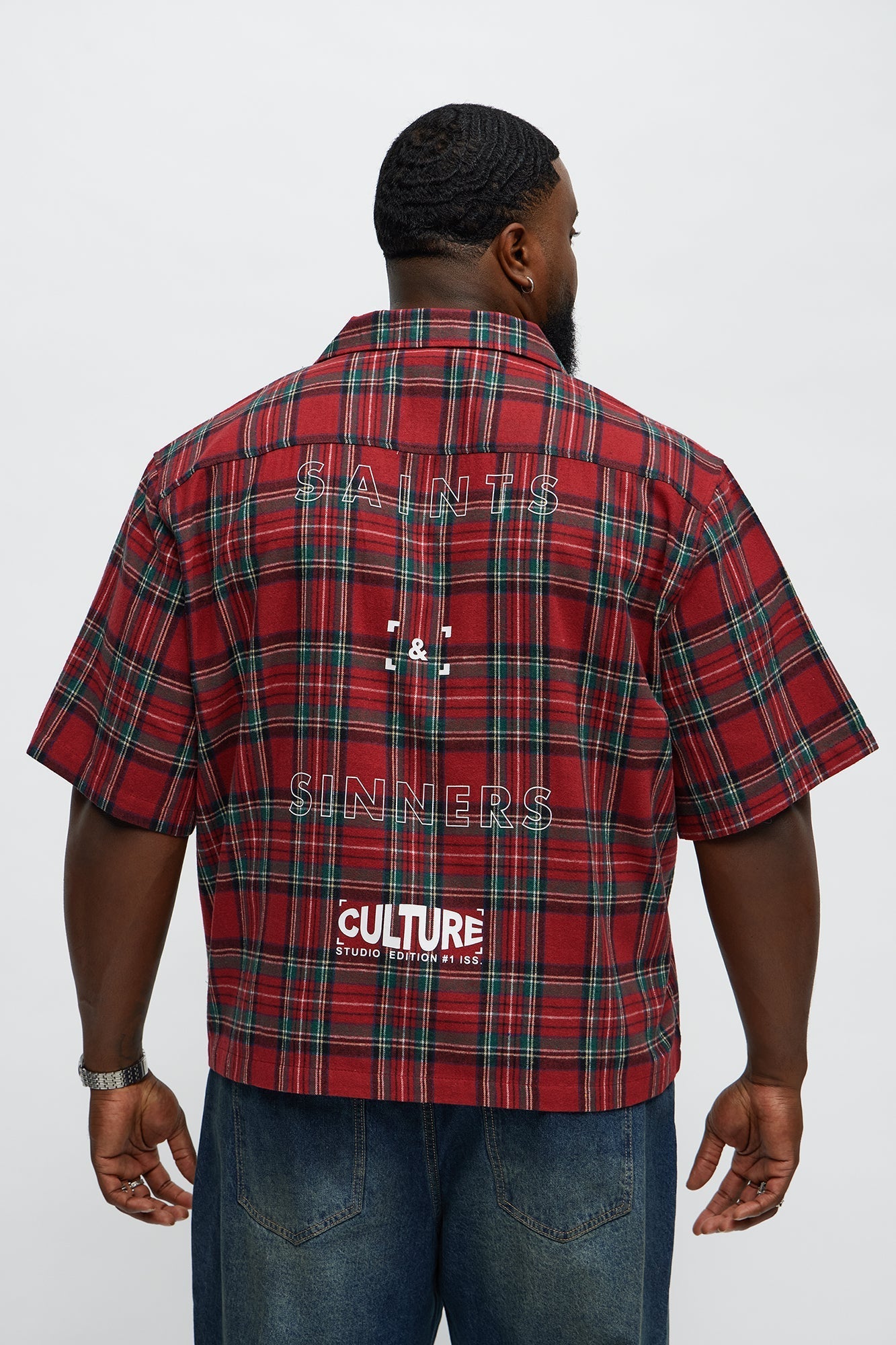 Culture Plaid Cropped Button Up Shirt - Red Fashion Nova