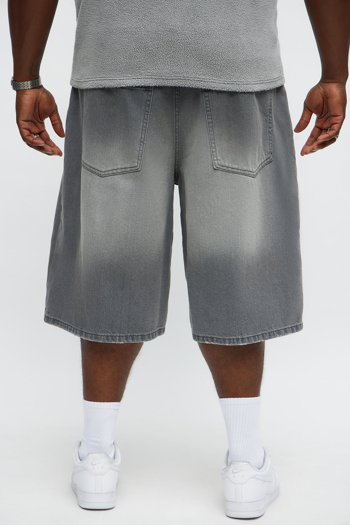 Baggy Shadowline Denim Short - Grey Fashion Nova