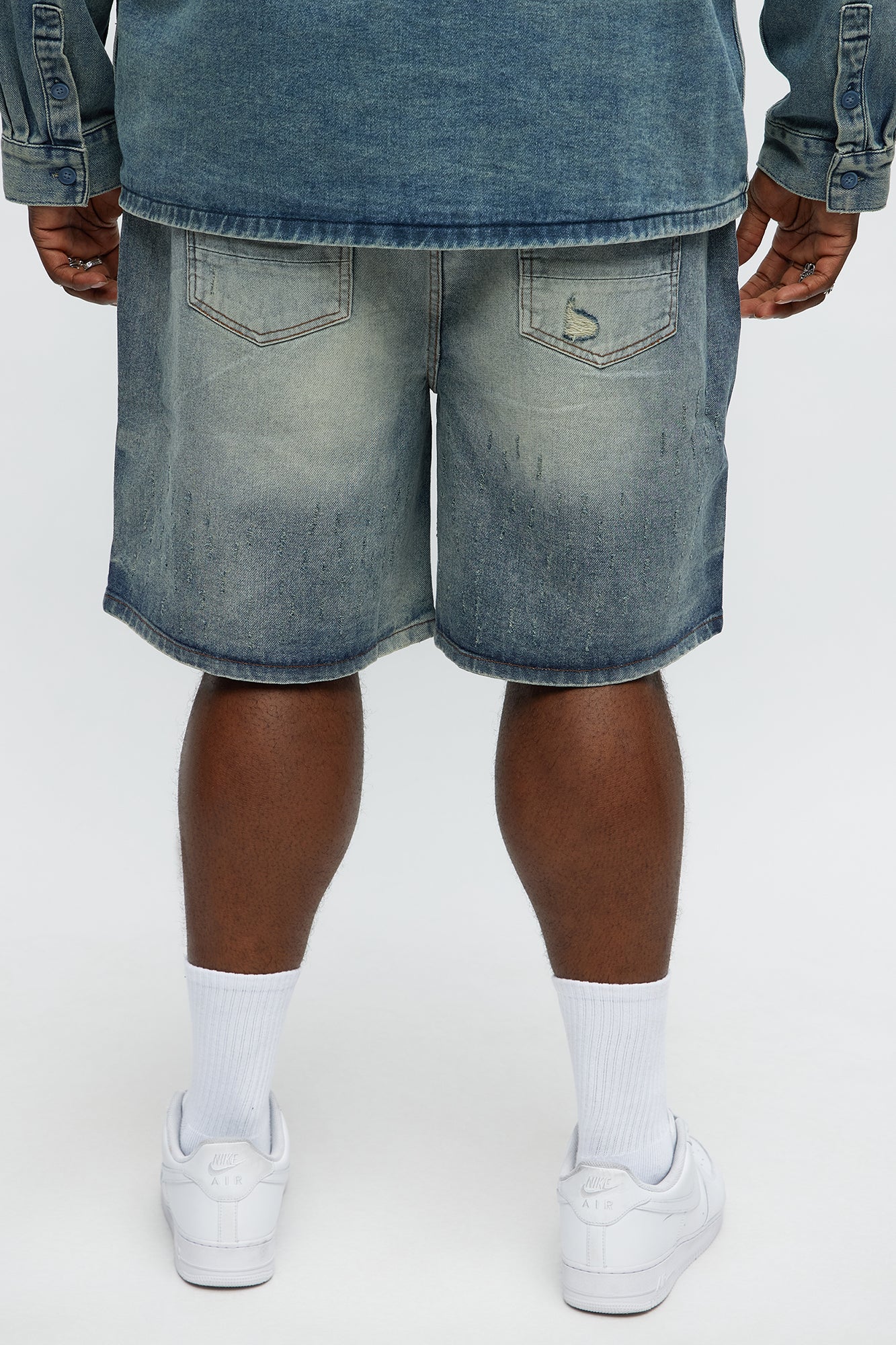 Young Star Jeweled Relaxed Denim Shorts - Medium Blue Wash Fashion Nova