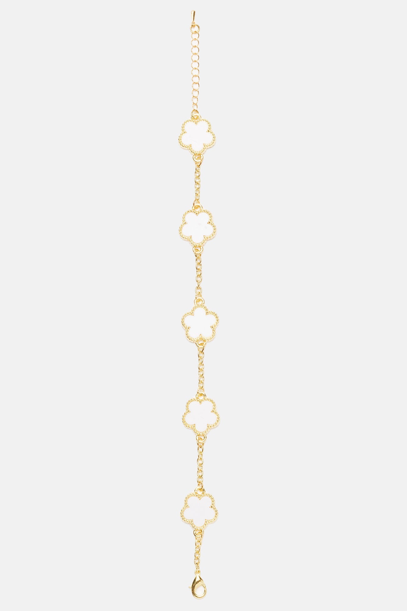 Iced Multi Clover Bracelet - White Fashion Nova
