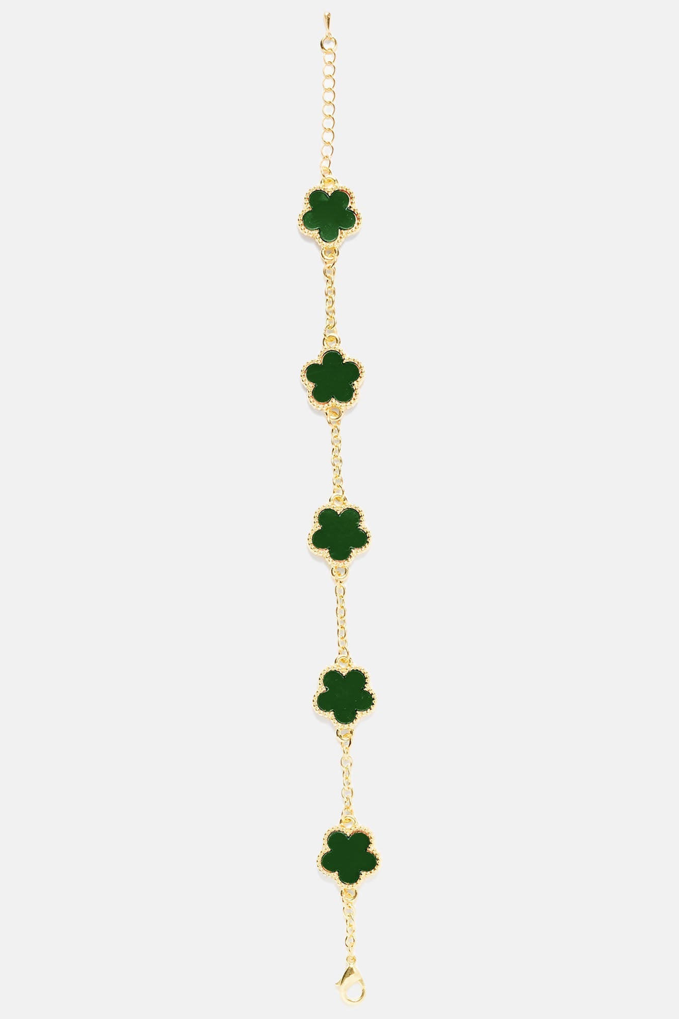 Iced Multi Clover Bracelet - Gold/Green Fashion Nova