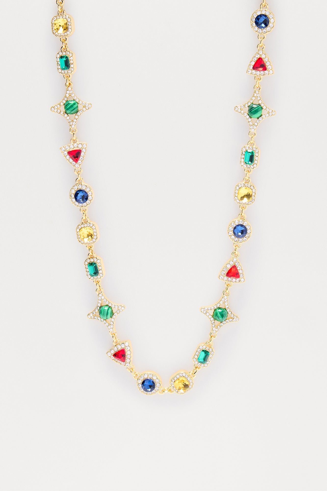 Mixed Stones Iced Necklace - Multi Color Fashion Nova