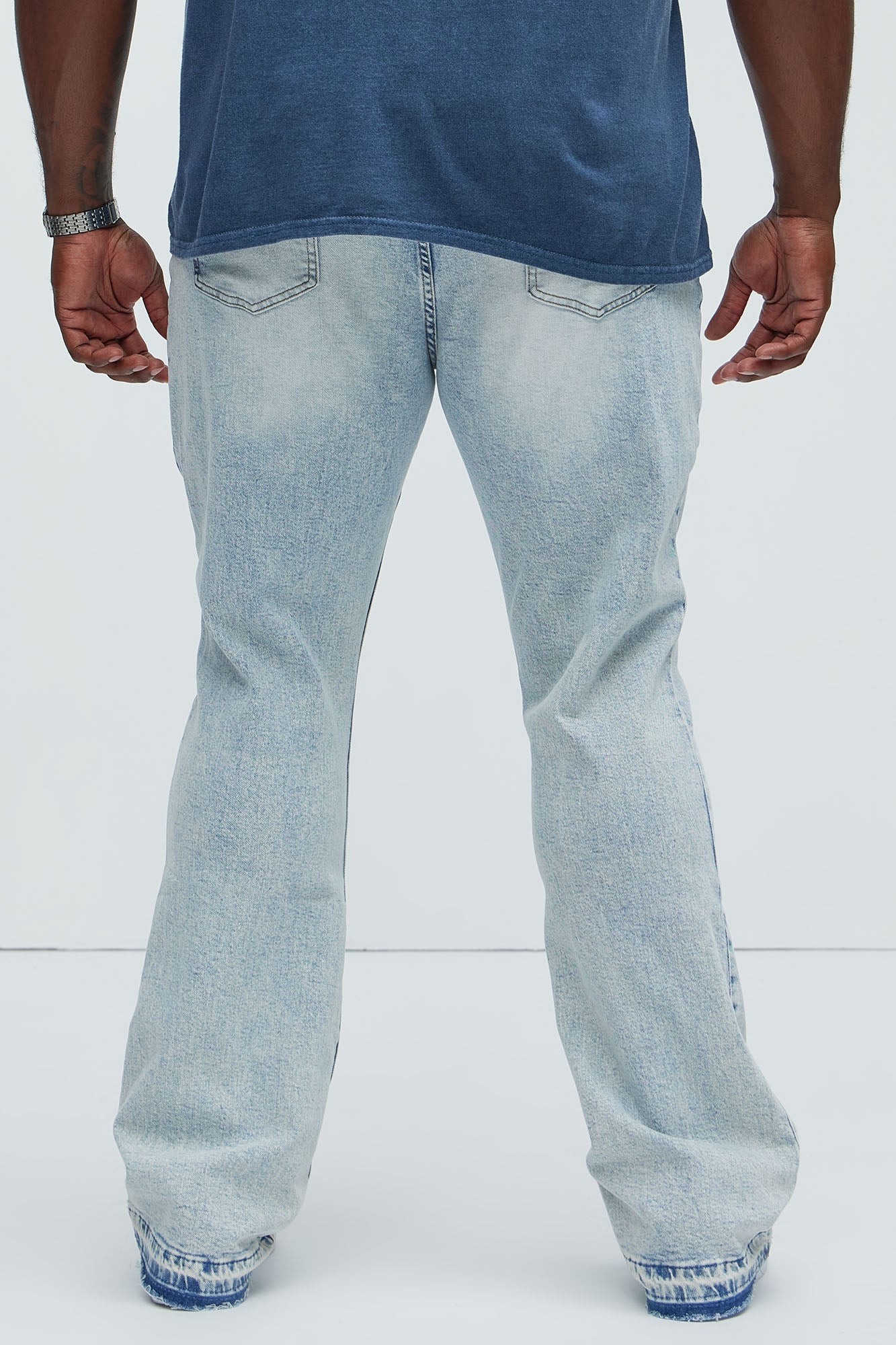 Cornell Stacked Skinny Flare Jeans - Bleach Blue Wash Fashion Nova