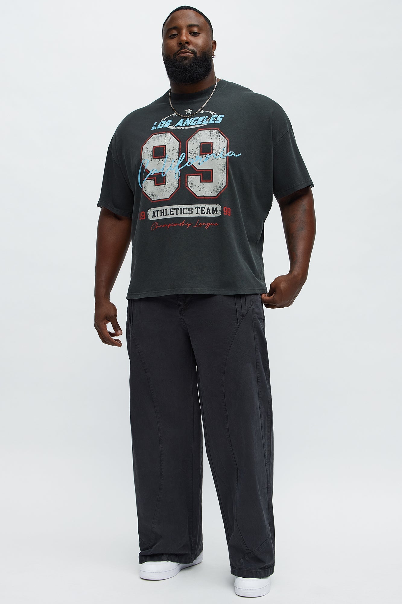LA Athletics Team 99 Oversized Short Sleeve Tee - Black Wash Fashion Nova