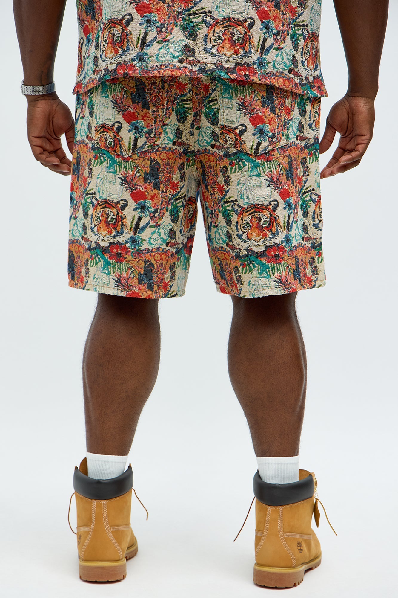 Relaxed Ansel Tapestry Carpenter Denim Shorts - Blue/combo Fashion Nova