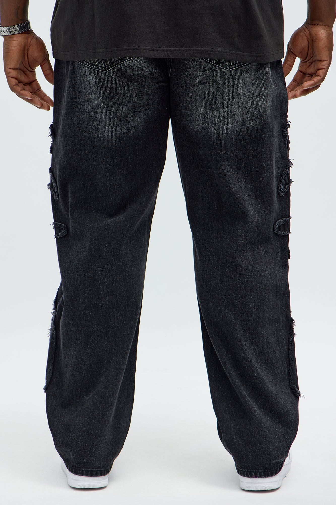 Relaxed Straight Rugged Fray Jeans - Black Wash Fashion Nova